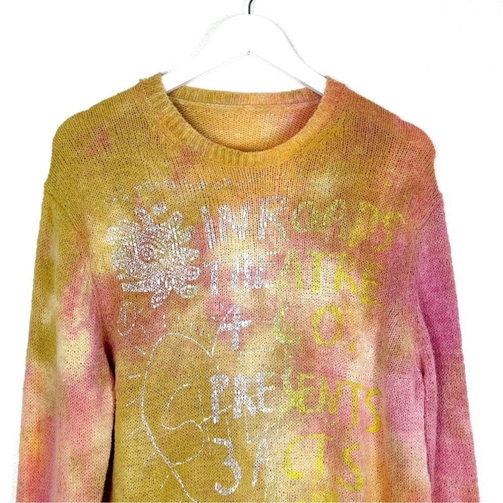 RARE The People of the Labyrinths tie dye graphic knit sweater Size S small - Picture 4 of 8